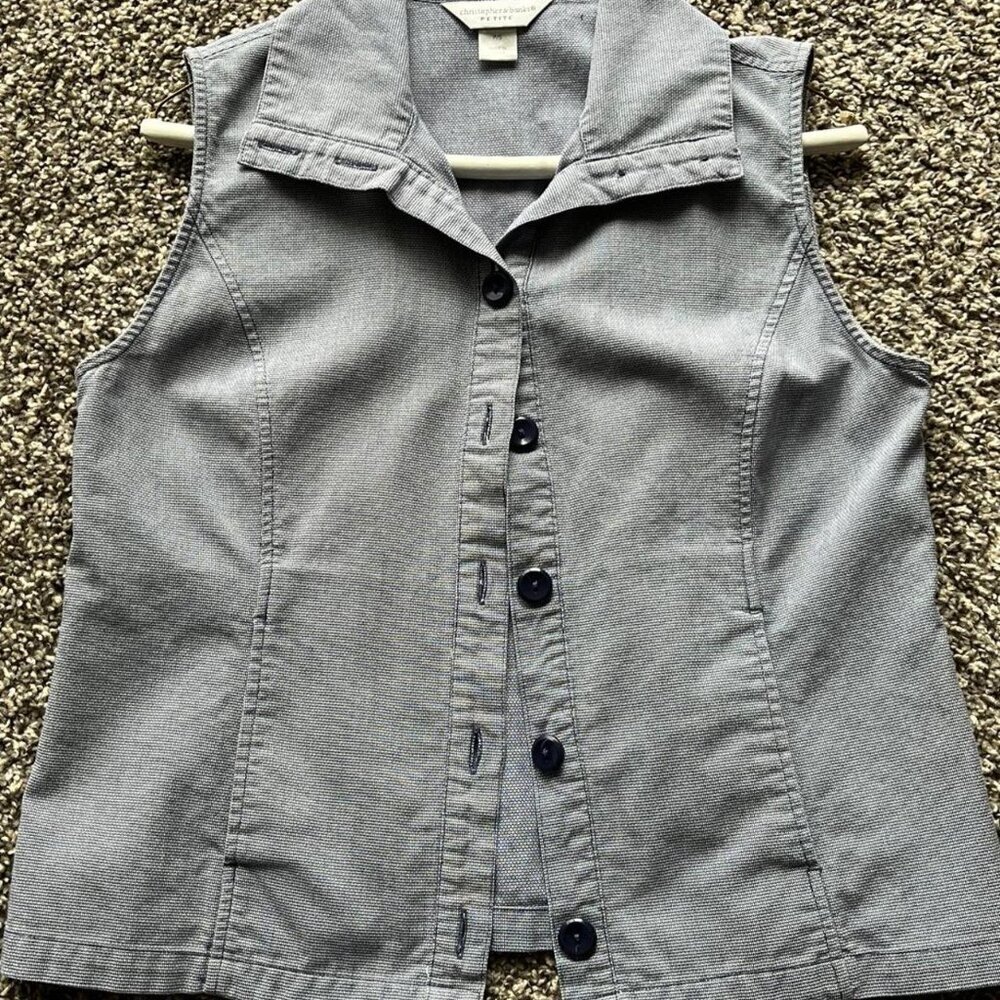 Christopher & Banks Y2K-inspired Small Gray Cotton Button Up Vest Coquette Style